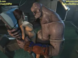Lara Croft fucked roughly by Coach and a monster 3D Animatio